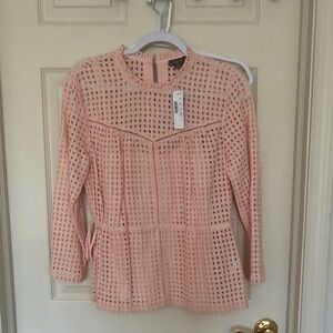 J. Crew Peach Crochet Peplum Long-Sleeve Tunic
